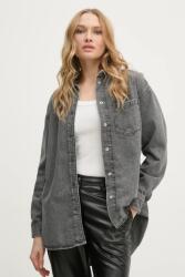 Pepe Jeans farmering OVERSHIRT női, galléros, szürke, relaxed, PL304963UM9 - szürke L
