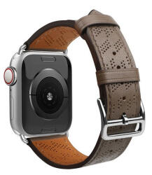 Apple Watch 4-6, SE, SE (2022) (38 / 40 mm) / Watch 7-9 (41 mm) / Watch 10 (42 mm), valódi bőr pótszíj, állítható, lyukacsos, sötétbarna