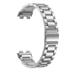 Huawei Band 8 / 9 / 10, fém pótszíj, vékony, rozsdamentes acél, pillangó csattal, ezüst