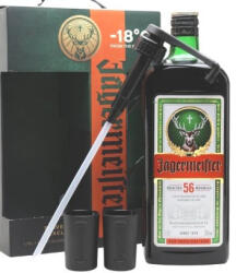 Jägermeister 1, 75l + pumpa + 2db pohár díszdobozban