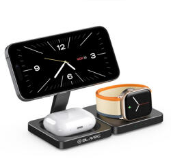 Blavec Charging Station MagSafe vezeték nélküli töltő mobil / AirPods / Apple Watch 15W, fekete (BQI02-QIMB)