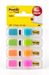 3M Jelölőcímke adagolóban, műanyag, 4x35 lap, 12x43 mm, 3M POSTIT, élénk színek (LP6834ABX) - hazunktajan