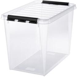 SMARTSTORE Műanyag tárolódoboz, 61 liter, fekete fogantyúkkal, SMARTSTORE "Classic 65", átlátszó (CSDSMART48) - hazunktajan