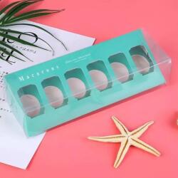  Türkizkék macaron doboz tetővel 6 részes-10 darab