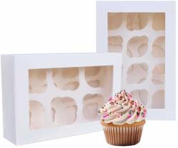  Muffin/Cupcake tároló doboz - Ablakos, 6 és 12 részes