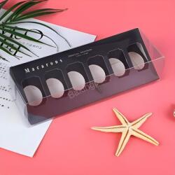 Fekete macaron doboz tetővel 6 részes-10 darab