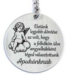 R.M. ékszer Felhőkön ülve téged választottunk - angyalkás kerek kulcstartó apának (19703RM)