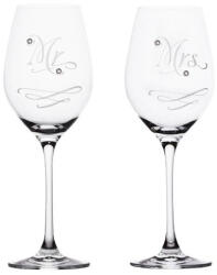 Talpas üvegpohár "mr & Mrs" Felirattal, Swarovski Dísszel (dd8588008074008)