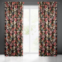 Peonia bársony sötétítő függöny festett virág mintával Burgundi vörös 140x270 cm (410962)