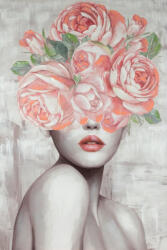  Női portrét ábrázoló kézzel festett falikép 540b Rózsaszín 80x120 cm (408871)
