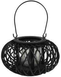 Brightenzi BAMBUSZ MÉCSESTARTÓ ÜVEG BETÉTTEL 23X12CM, FEKETE (vr8717459823__82)