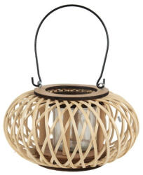  BAMBUSZ MÉCSESTARTÓ ÜVEG BETÉTTEL 23X12CM, BEIGE (vr8717459823__99)