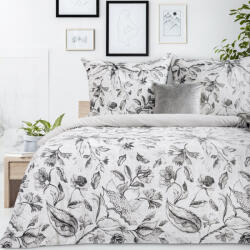Ada01 pamut ágyneműhuzat virágmotívumokkal Acélszürke 220x200 cm - 70x80 cm 2db (407886)