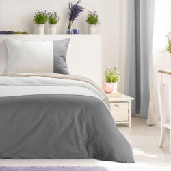 Novad kétszínű pamut ágyneműhuzat Fehér/acélszürke 140x200 cm - 70x90 cm 1db (402850)