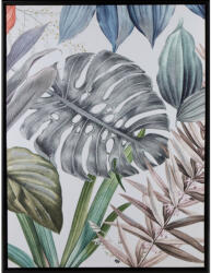  Vászonkép egzotikus levelekkel fekete keretben 589b Zöld/kék 60x80 cm (423251)