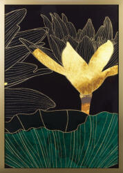  Tavirózsa virágos falikép 484c Zöld/arany 53x73 cm (394496)
