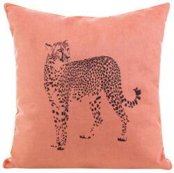  Leo bársony párnahuzat Korall/fekete 45x45 cm (404847)