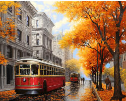 Art City Set goblen cu diamante, cu sasiu, Oras toamna, 30x40 cm (VA815)