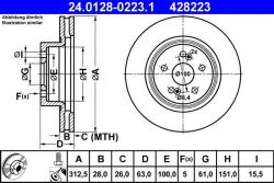 ATE Disc frana ATE 24.0128-0223.1 (24.0128-0223.1) - fixbox
