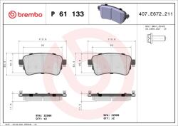 BREMBO set placute frana, frana disc BREMBO P 61 133 - statia-auto