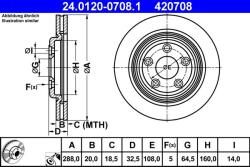 ATE Disc frana spate Jaguar S-Type II, XJ ATE 24.0120-0708.1 (24.0120-0708.1)