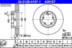 ATE Disc frana ATE 24.0128-0157.1 - statia-auto