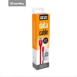 ColorWay Kábel USB - Lightning, 1 m, piros (CW-CBUL004-RD) (CW-CBUL004-RD)