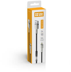 ColorWay Kábel, USB - Apple Lightning (head metal) 2.4A 1m black (CW-CBUL046-BK) (CW-CBUL046-BK)