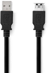 Nedis CCGL61010BK10 USB kábel, USB 3.2 Gen 1, USB-A férfi, USB-A nő, 5 Gbps, Nikkelezett, 1, 00 m, kerek, PVC, (CCGL61010BK10)