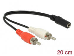 Delock kábel Audio 2x RCA male > 1x 3.5mm 3 pin Stereo jack 20cm (85806)