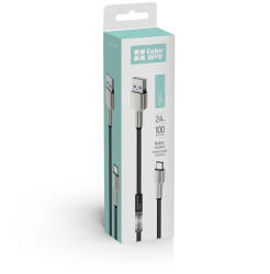ColorWay Kábel, USB - Type-C (head metal) 2.4A 1m black (CW-CBUC046-BK) (CW-CBUC046-BK)