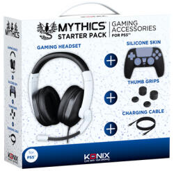 KONIX - MYTHICS PS5 Kezdő csomag (Fejhallgató + Skin +Thumb Grips + Töltő kábel), Fekete (KX-MY-PACK-ST-PS5)