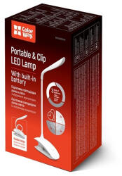 ColorWay Asztali LED lámpa beépített akkumulátor, flexibilis, felcsiptethető, 5500-6000k, 115 lm, fehér (CW-DL04FCB-W) (CW-DL04FCB-W)