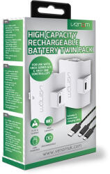 Venom XBOX Series S/X & One Kiegészítő 2db akkumulátor (1100mAh) + 3m Töltő kábel Fehér, VS2874 (VS2874) - mulan