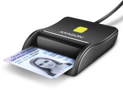 AXAGON Cre-sm3n, Usb-a Flatreader Kulso Kartyaolvaso Smart Card, Kabel 1.3m