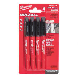 Milwaukee Inkzall 0, 6mm hegyű jelölő filc fekete 4db/cs (48223154) - hardtools