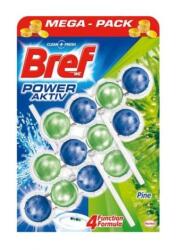 Bref Power Aktiv WC-tisztító blokk, tömör, 3 x 50 g, fenyő
