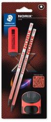 STAEDTLER Grafitceruza készlet, hegyezõvel, radírral, HB, STAEDTLER "Norix® 181", piros (4 db) (TS181SBK22)