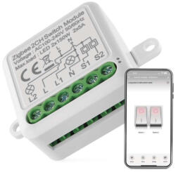 EMOS H5102 GoSmart kapcsolómodul (IP-2102SZ), 2 csatornás, ZigBee 3.0, beltéri