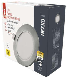 EMOS ZD1223 NEXXO LED süllyesztett lámpatest, kerek, 12cm, 7/40W, 480 lm, IP20, meleg/semleges fehér, ezüst