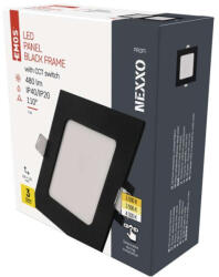EMOS ZD2323 NEXXO LED süllyesztett lámpatest, négyzet, 12cm, 7/40W, 480 lm, IP20, meleg/semleges fehér, fekete