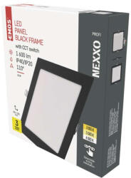 EMOS ZD2343 NEXXO LED süllyesztett lámpatest, négyzet, 22.5cm, 18/100W, 1600 lm, IP20, meleg/semleges fehér, fekete