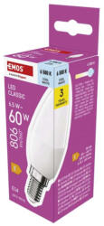 EMOS ZQ3E44 LED gyertya izzó, Classic, E14, 6.5W/60W, 806 lm, hideg fehér