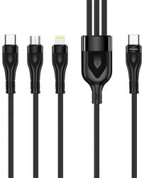 ColorWay Kábel Type-C CW-CBPDU3060-BK, 3B1 (Lightning+MicroUSB+Type-C) 3.0A (PD60W adatok) 1.2 fekete (CW-CBPDU3060-BK)