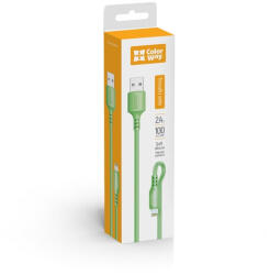 ColorWay Kábel, USB - Apple Lightning (soft silicone) 2.4A 1m green (CW-CBUL042-GR) (CW-CBUL042-GR)