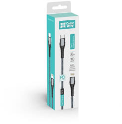 ColorWay Kábel, Type-C - Apple Lightning (PD Fast Charging) 3.0A(30W) 1m szürke (CW-CBPDCL033-GR) (CW-CBPDCL033-GR)