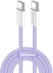 ColorWay Kábel Type-C CW-CBPDCC061-PU, fonott pamut, PD Fast Charging 60W, 3, 0A 1M lila (CW-CBPDCC061-PU)