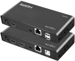 LogiLink HDMI bővítőkészlet LAN-on keresztül, KVM, 2x USB-A, 1080p, HDCP, IR, hurokkimenet (HD0057) - pepita