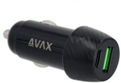AVAX CC303B CARLY USB-A (QC) + USB-C (PD) 38W autós töltő fekete