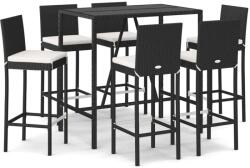 vidaXL Polyrattan Kerti Bárszett - 7 Fős - Fekete (3187645)